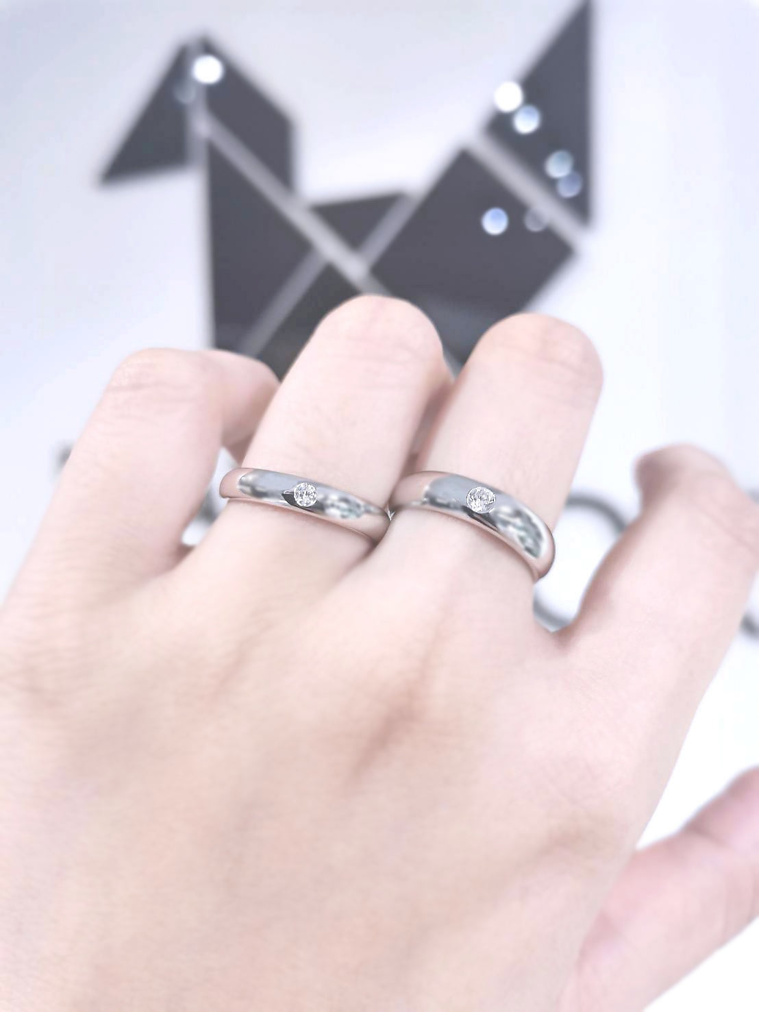 Madduckjewels แหวนเงินแท้ เพชร CZ ชุบโรเดียม RG1456-RG1457