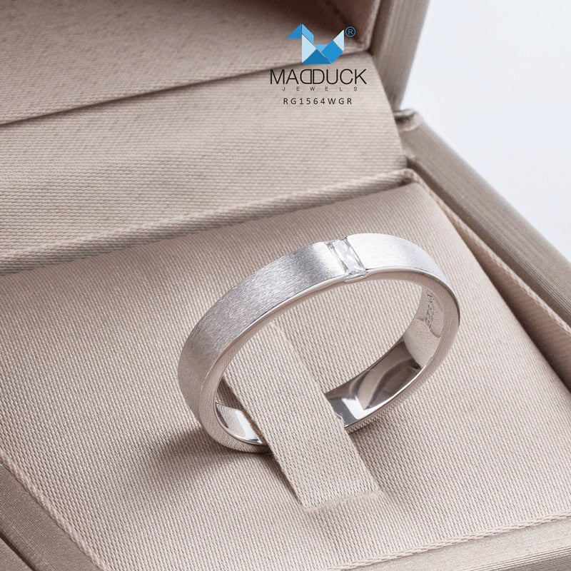 Madduckjewels แหวนเงินแท้ เพชร CZ ชุบโรเดียม RG1564WGR-RG1459