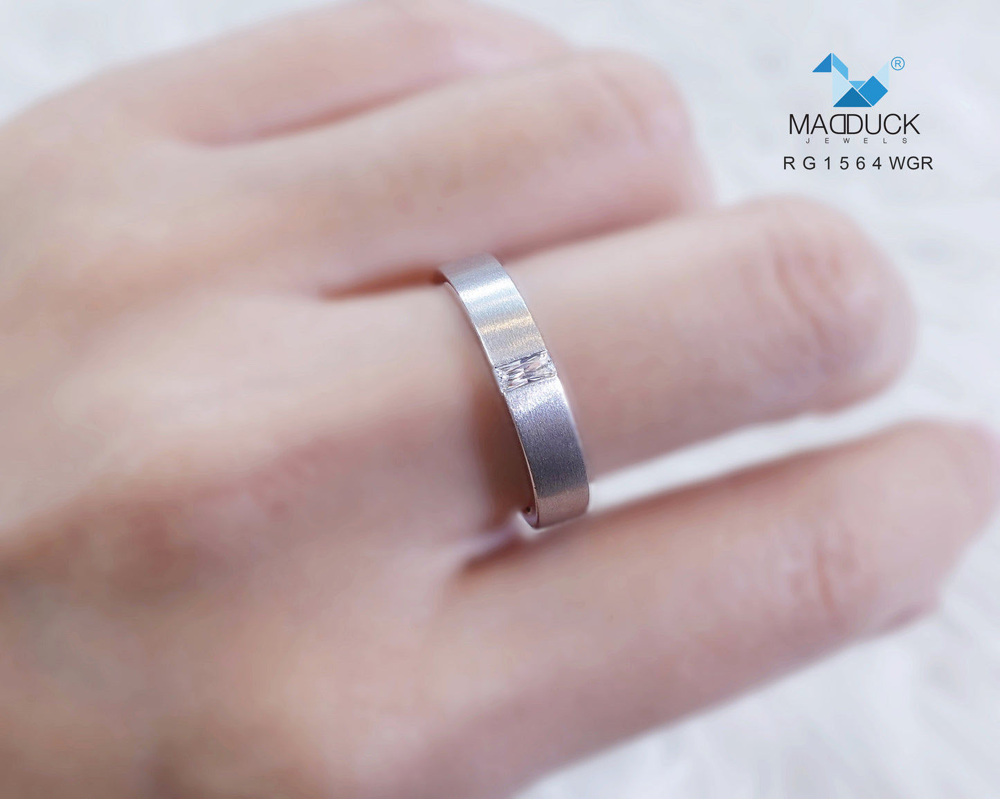 Madduckjewels แหวนเงินแท้ เพชร CZ ชุบโรเดียม RG1564WGR-RG1459
