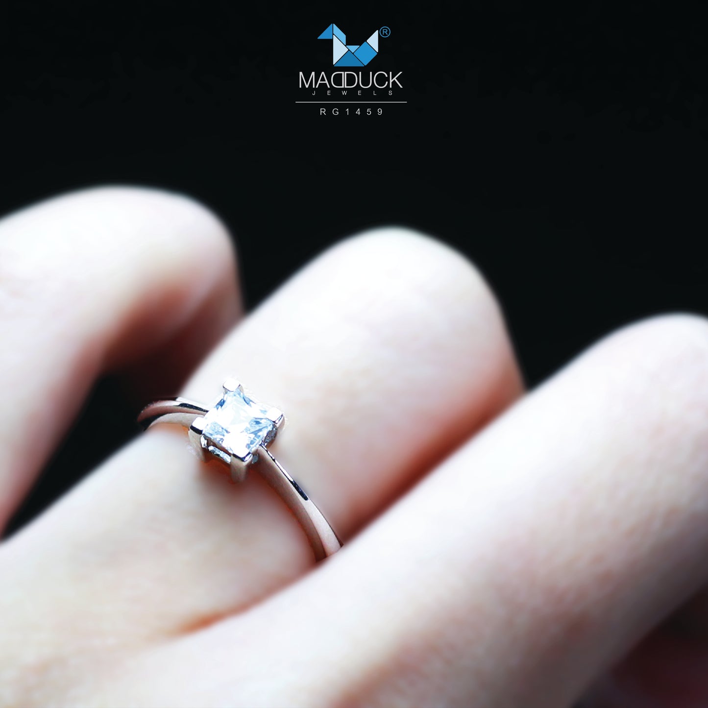 Madduckjewels แหวนเงินแท้ เพชร CZ ชุบโรเดียม RG1564WGR-RG1459