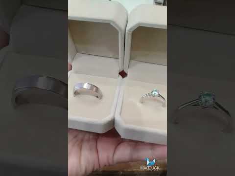 Cubiz Zirconia Sterling Silver 925 couple Rings with Rhodium plated / RG1728WGR-RG1532