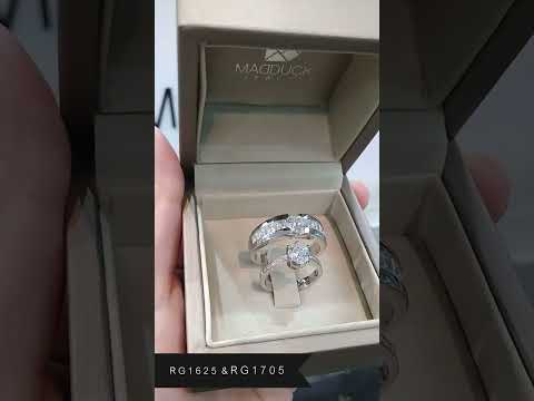 Cubiz Zirconia Sterling Silver 925 couple Rings with Rhodium plated / RG1625-RG1705