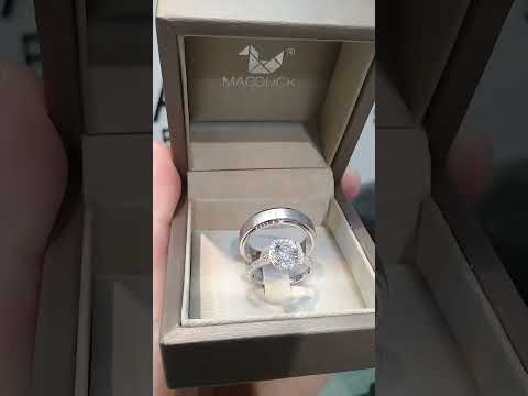 Cubiz Zirconia Sterling Silver 925 couple Rings with Rhodium plated / RG1718WGR-RG1714