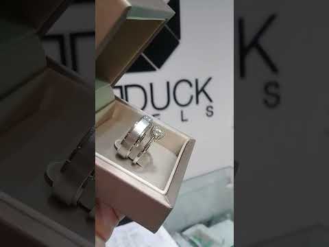 Cubiz Zirconia Sterling Silver 925 couple Rings with Rhodium plated / RG1418WGR-RG1416