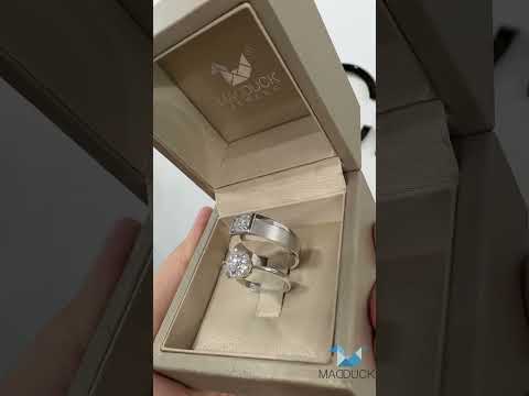 Cubiz Zirconia Sterling Silver 925 couple Rings with Rhodium plated / RG1716WGR-RG1703