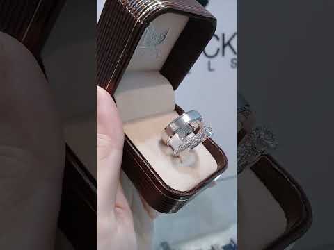 Cubiz Zirconia Sterling Silver 925 couple Rings with Rhodium plated / RG1629WGR-RG1621