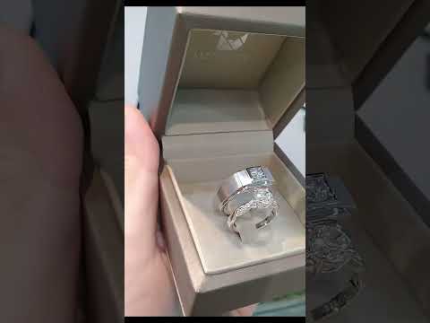 Cubiz Zirconia Sterling Silver 925 couple Rings with Rhodium plated / RG1826WGR-RG1536