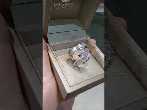 Cubiz Zirconia Sterling Silver 925 couple Rings with Rhodium plated / RG1818WGR-RG1616