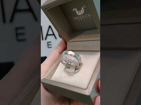 Cubiz Zirconia Sterling Silver 925 couple Rings with Rhodium plated / RG1629WGR-RG1428