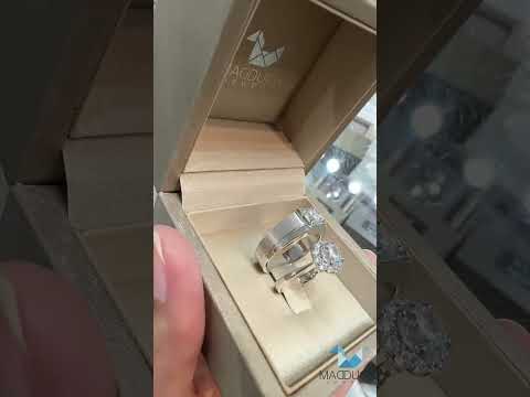 Cubiz Zirconia Sterling Silver 925 couple Rings with Rhodium plated / RG1716WGR-RG1623