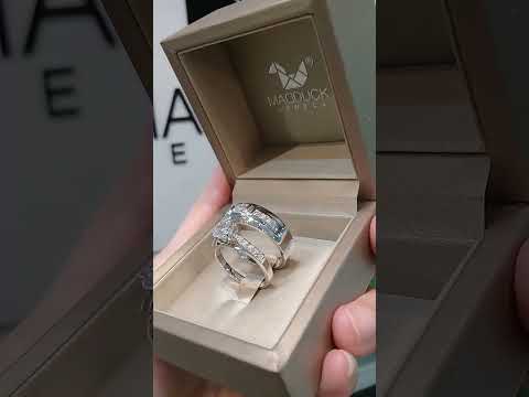 Cubiz Zirconia Sterling Silver 925 couple Rings with Rhodium plated / RG1905-RG1726