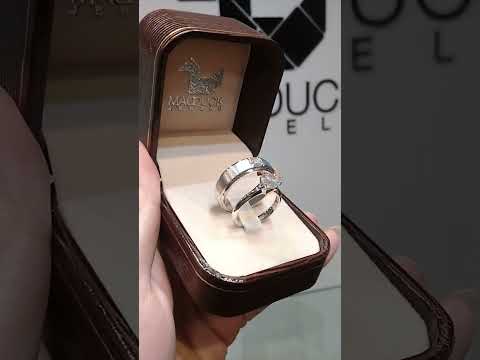 Cubiz Zirconia Sterling Silver 925 couple Rings with Rhodium plated / RG1418WGR-RG1732