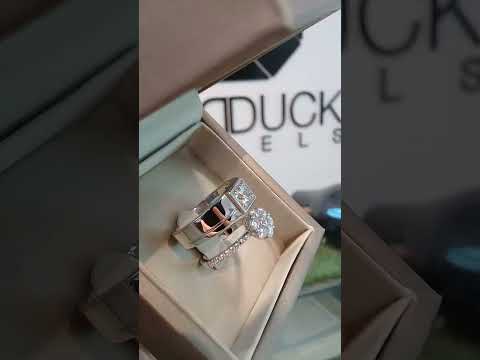 Cubiz Zirconia Sterling Silver 925 couple Rings with Rhodium plated / RG1716-RG1913