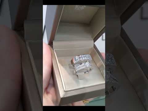 Cubiz Zirconia Sterling Silver 925 couple Rings with Rhodium plated / RG1524-RG1502