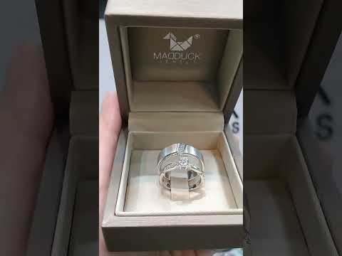 Cubiz Zirconia Sterling Silver 925 couple Rings with Rhodium plated / RG1938WGR-RG1537