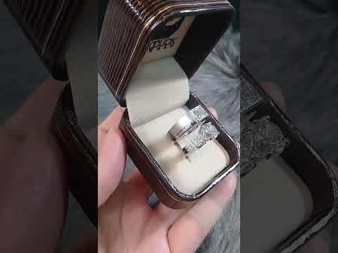 Cubiz Zirconia Sterling Silver 925 couple Rings with Rhodium plated / RG1716WGR-RG1702