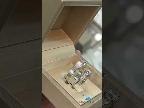 Cubiz Zirconia Sterling Silver 925 couple Rings with Rhodium plated / RG1631WGR-RG1606