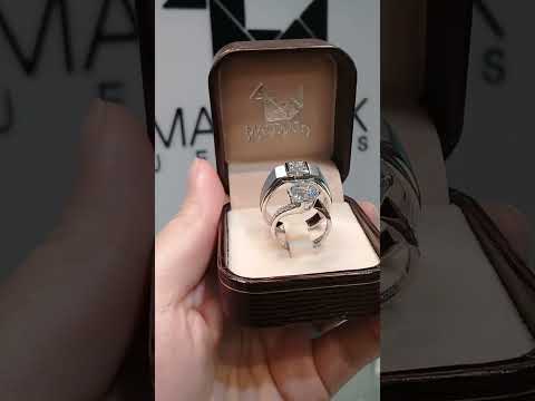 Cubiz Zirconia Sterling Silver 925 couple Rings with Rhodium plated / RG1826WGR-RG1613