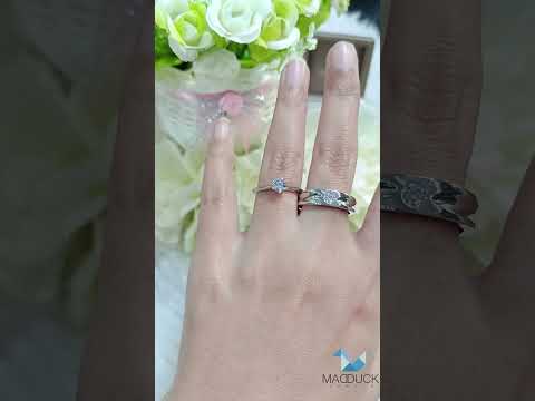 Cubiz Zirconia Sterling Silver 925 couple Rings with Rhodium plated / RG1520-RG1544