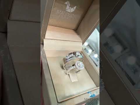 Cubiz Zirconia Sterling Silver 925 couple Rings with Rhodium plated / RG1905-RG1563