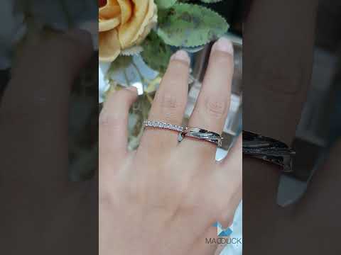 Cubiz Zirconia Sterling Silver 925 couple Rings with Rhodium plated / RG1929-RG1428