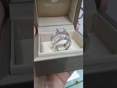 Cubiz Zirconia Sterling Silver 925 couple Rings with Rhodium plated / RG1716WGR-RG1607