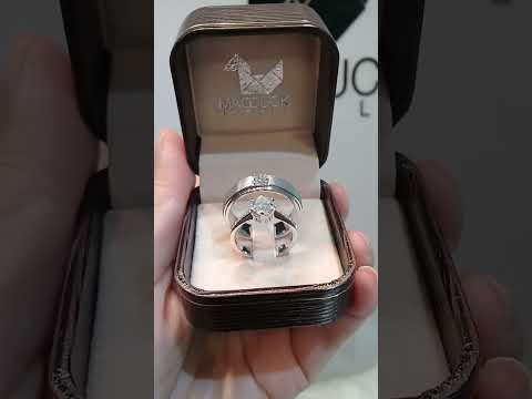 Cubiz Zirconia Sterling Silver 925 couple Rings with Rhodium plated / RG1418WGR-RG1705