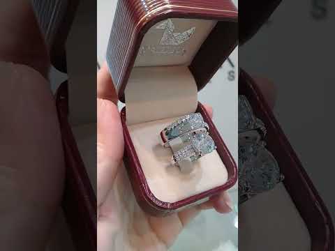 Cubiz Zirconia Sterling Silver 925 couple Rings with Rhodium plated / RG1559-RG1610