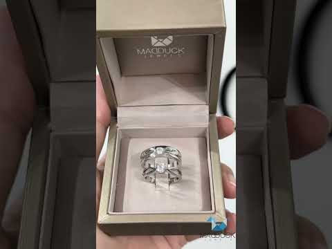 Cubiz Zirconia Sterling Silver 925 couple Rings with Rhodium plated / RG1520-RG1521