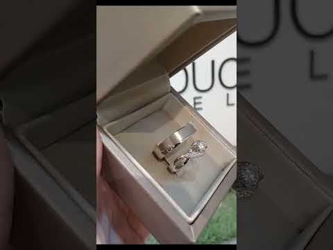 Cubiz Zirconia Sterling Silver 925 couple Rings with Rhodium plated / RG1728WGR-RG1741