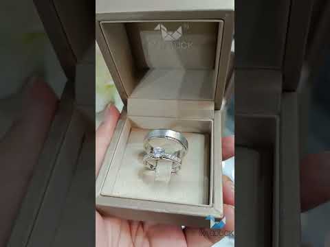 Cubiz Zirconia Sterling Silver 925 couple Rings with Rhodium plated / RG1718WGR-RG1526