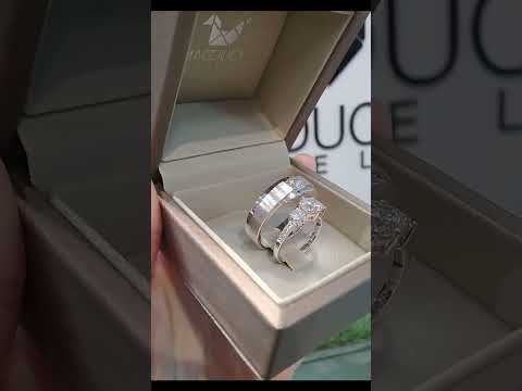 Cubiz Zirconia Sterling Silver 925 couple Rings with Rhodium plated / RG1818WGR-RG1733