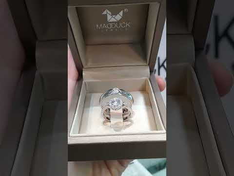 Cubiz Zirconia Sterling Silver 925 couple Rings with Rhodium plated / RG1634WGR-RG1635