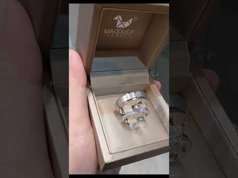 Cubiz Zirconia Sterling Silver 925 couple Rings with Rhodium plated / RG1418WGR-RG1561