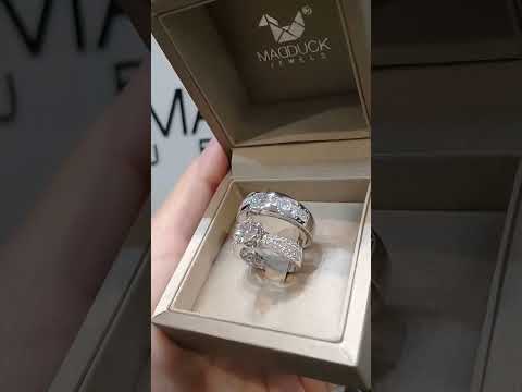 Cubiz Zirconia Sterling Silver 925 couple Rings with Rhodium plated / RG1625-RG1912