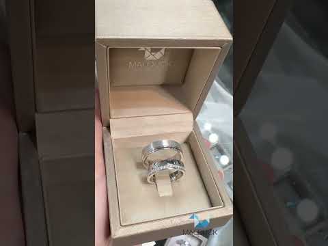 Cubiz Zirconia Sterling Silver 925 couple Rings with Rhodium plated / RG1469WGR-RG1470