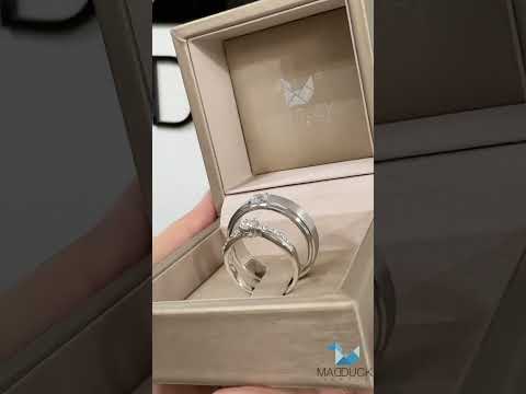 Cubiz Zirconia Sterling Silver 925 couple Rings with Rhodium plated / RG1418WGR-RG1449