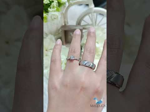 Cubiz Zirconia Sterling Silver 925 couple Rings with Rhodium plated / RG1507WGR-RG1606