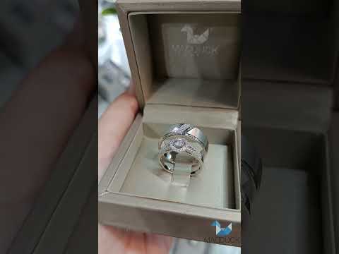 Cubiz Zirconia Sterling Silver 925 couple Rings with Rhodium plated / RG1507WGR-RG1531