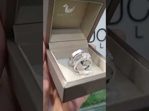 Cubiz Zirconia Sterling Silver 925 couple Rings with Rhodium plated / RG1718WGR-RG1913