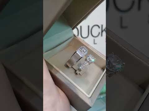 Cubiz Zirconia Sterling Silver 925 couple Rings with Rhodium plated / RG1826WGR-RG1702