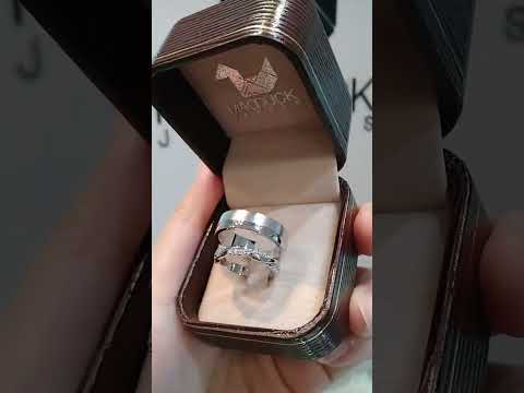 Cubiz Zirconia Sterling Silver 925 couple Rings with Rhodium plated / RG1469WGR-RG1525