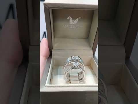 Cubiz Zirconia Sterling Silver 925 couple Rings with Rhodium plated / RG1716WGR-RG1526