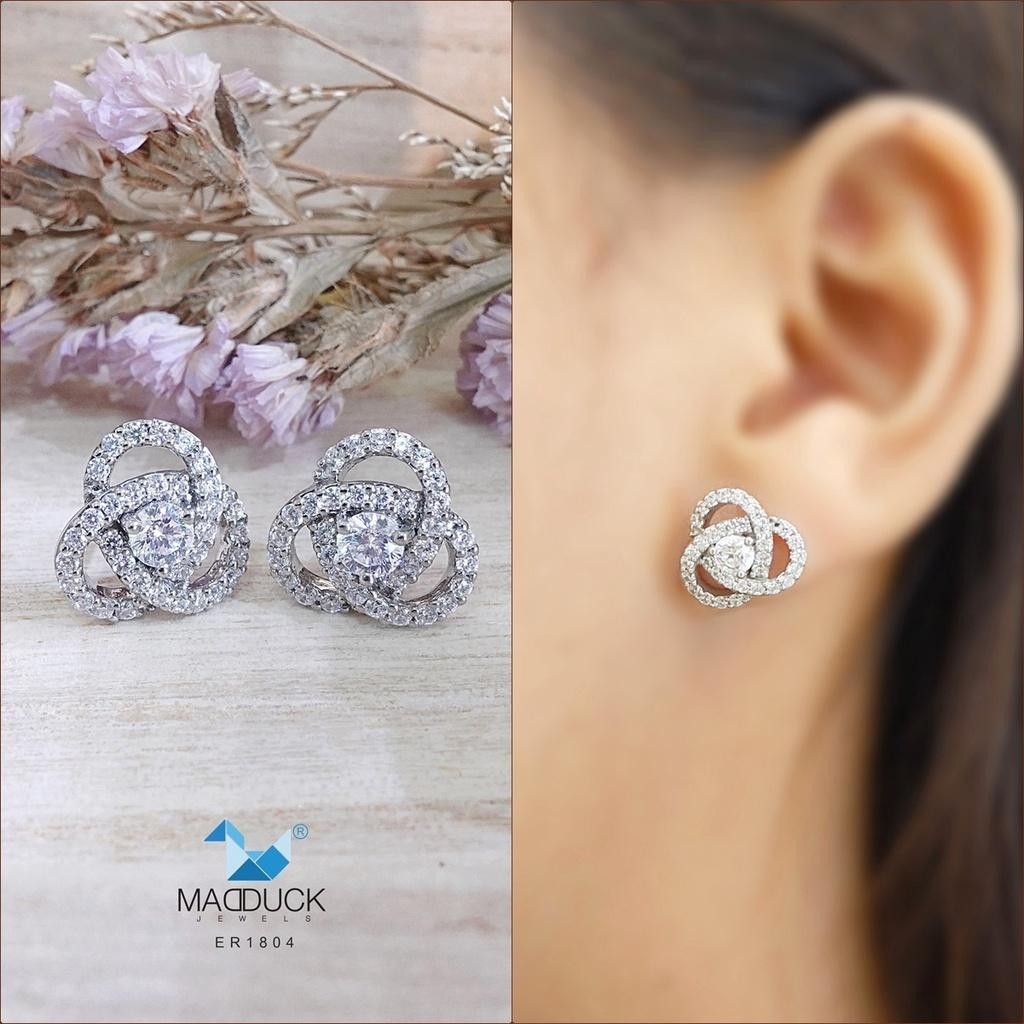 Elegant CZ Circle Stud Earrings in 925 Silver – Halo Style