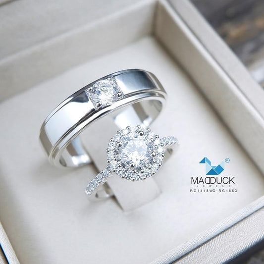 Couple ring set – CZ in 925 silver by Madduck Jewels