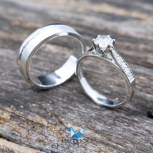 Couple ring set – CZ in 925 silver by Madduck Jewels