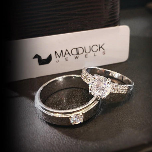 Couple ring set – CZ in 925 silver by Madduck Jewels