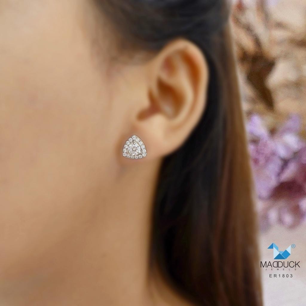 Elegant CZ Circle Stud Earrings in 925 Silver – Halo Style