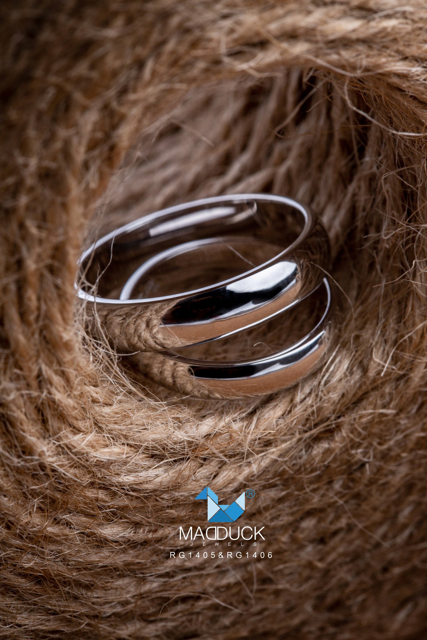 Cubiz Zirconia Sterling Silver 925 couple Rings with Rhodium plated / RG1405-RG1406