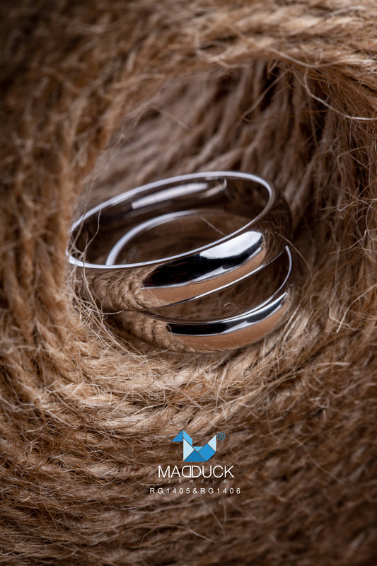 Cubiz Zirconia Sterling Silver 925 couple Rings with Rhodium plated / RG1405-RG1406